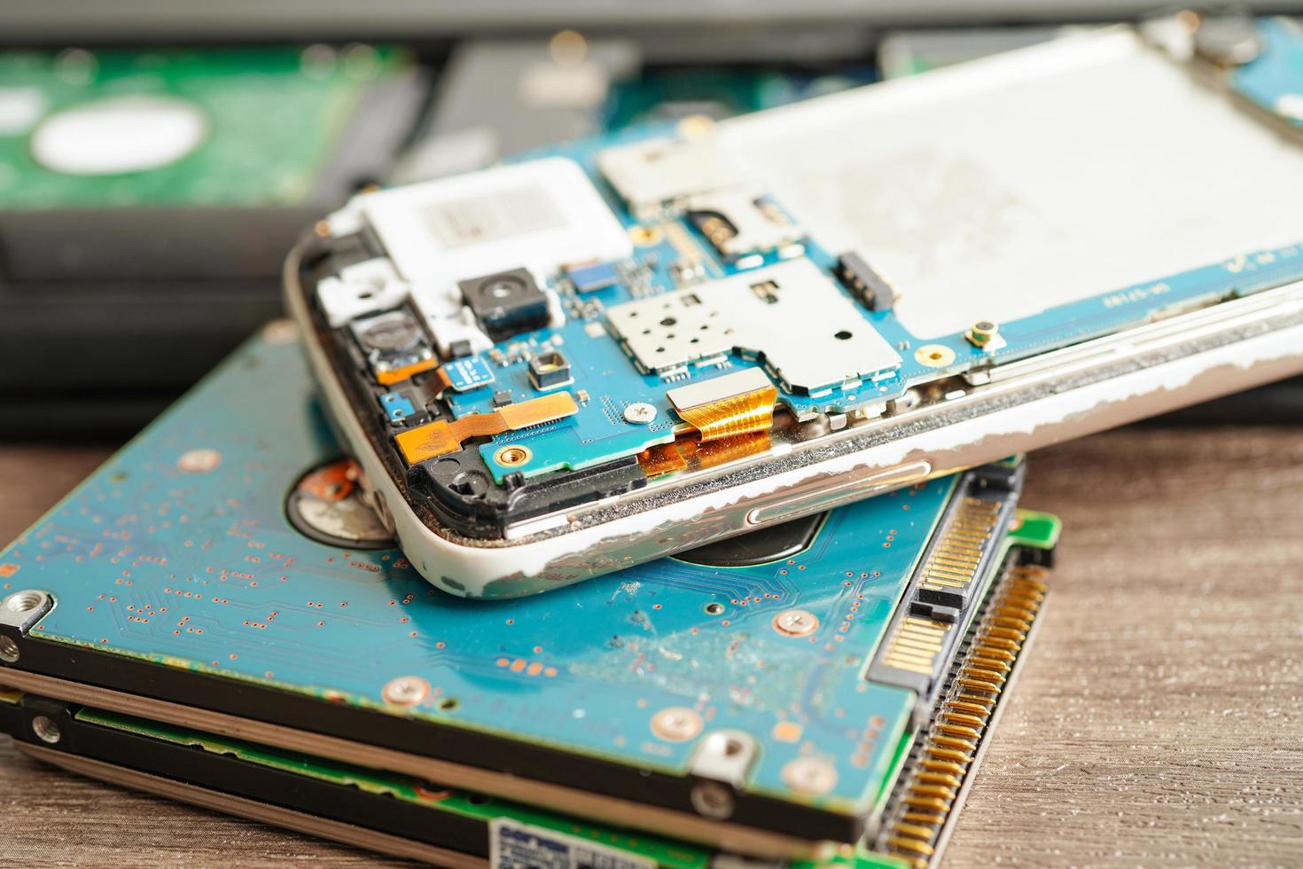 Repairing and upgrade mobile phone, electronic, computer hardware and technology concept. photo