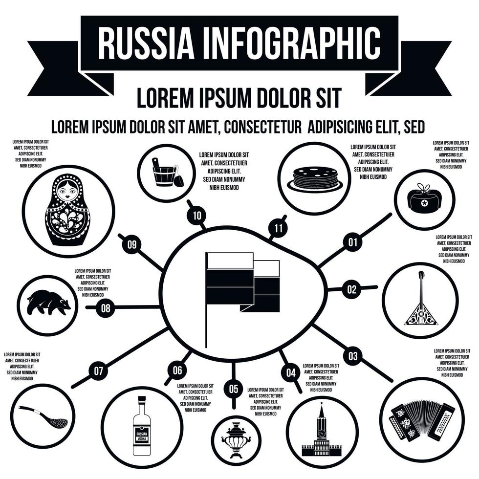 Russia infographic elements, simple style vector