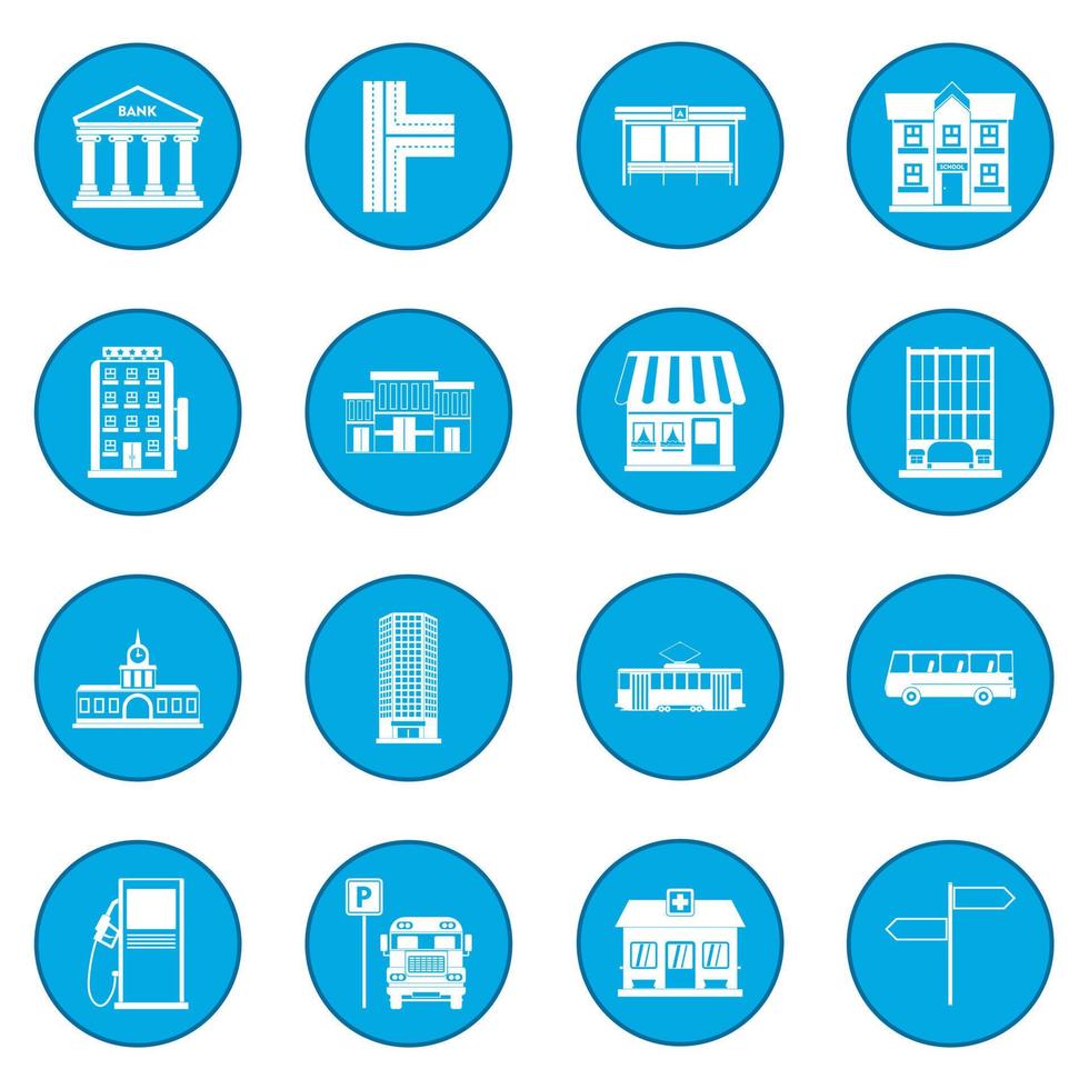 Infrastructure set icon blue vector