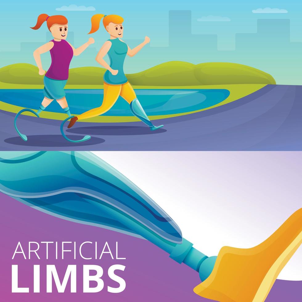 Artificial limbs prosthesis banner set, cartoon style vector