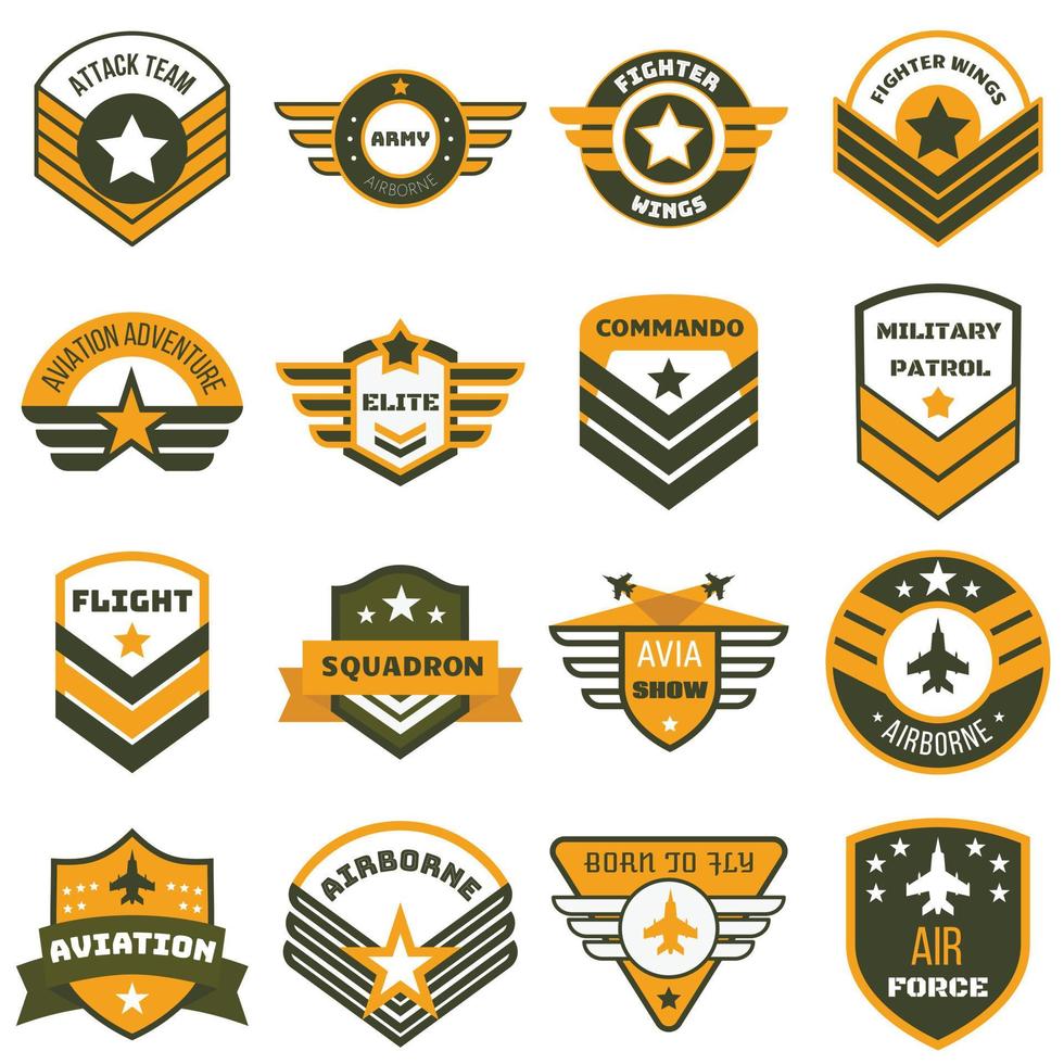 conjunto de logotipos de la fuerza aérea, estilo plano vector