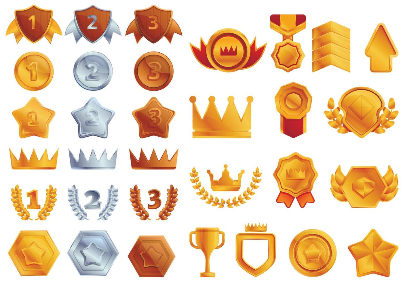 Ranking icons set, cartoon style vector