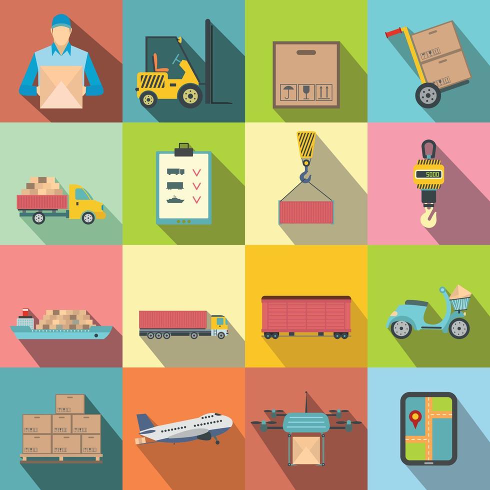 Logistics flat icons vector