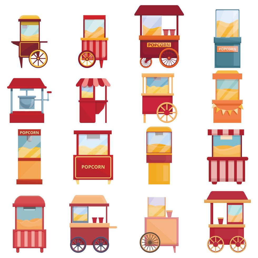 Popcorn maker machine icon, cartoon style vector