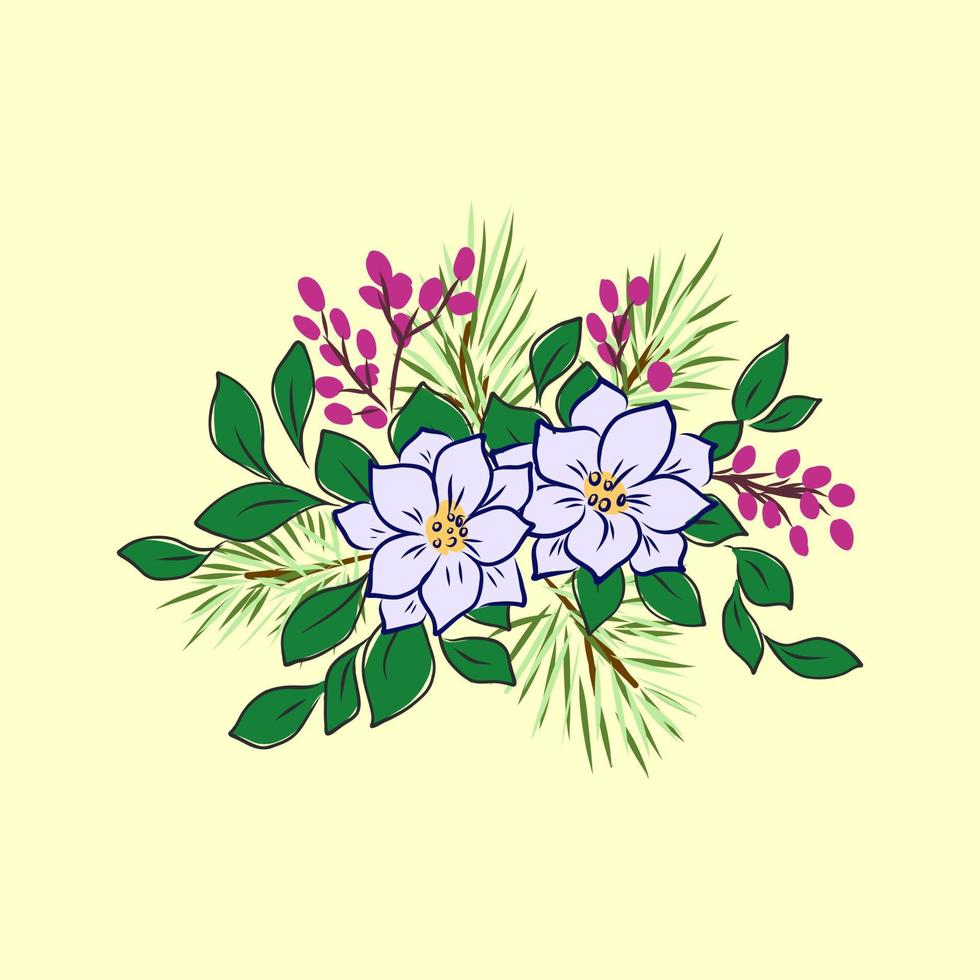 christmas flowers vector sketch