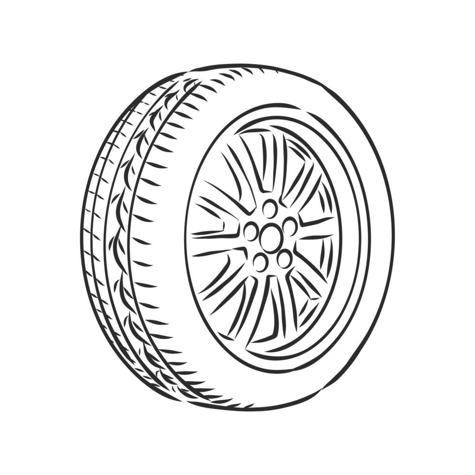 bosquejo del vector de rueda de coche