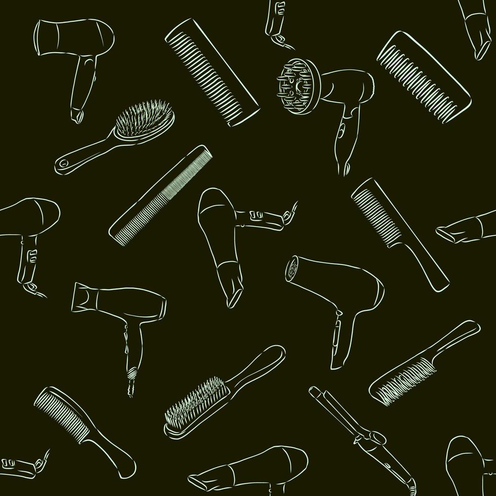 hairdressing tools vector sketch