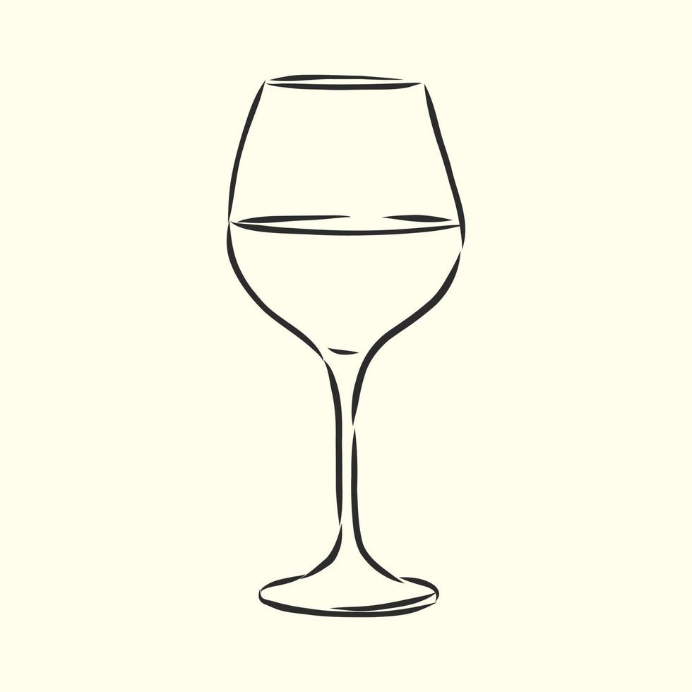 a glass of wine vector sketch