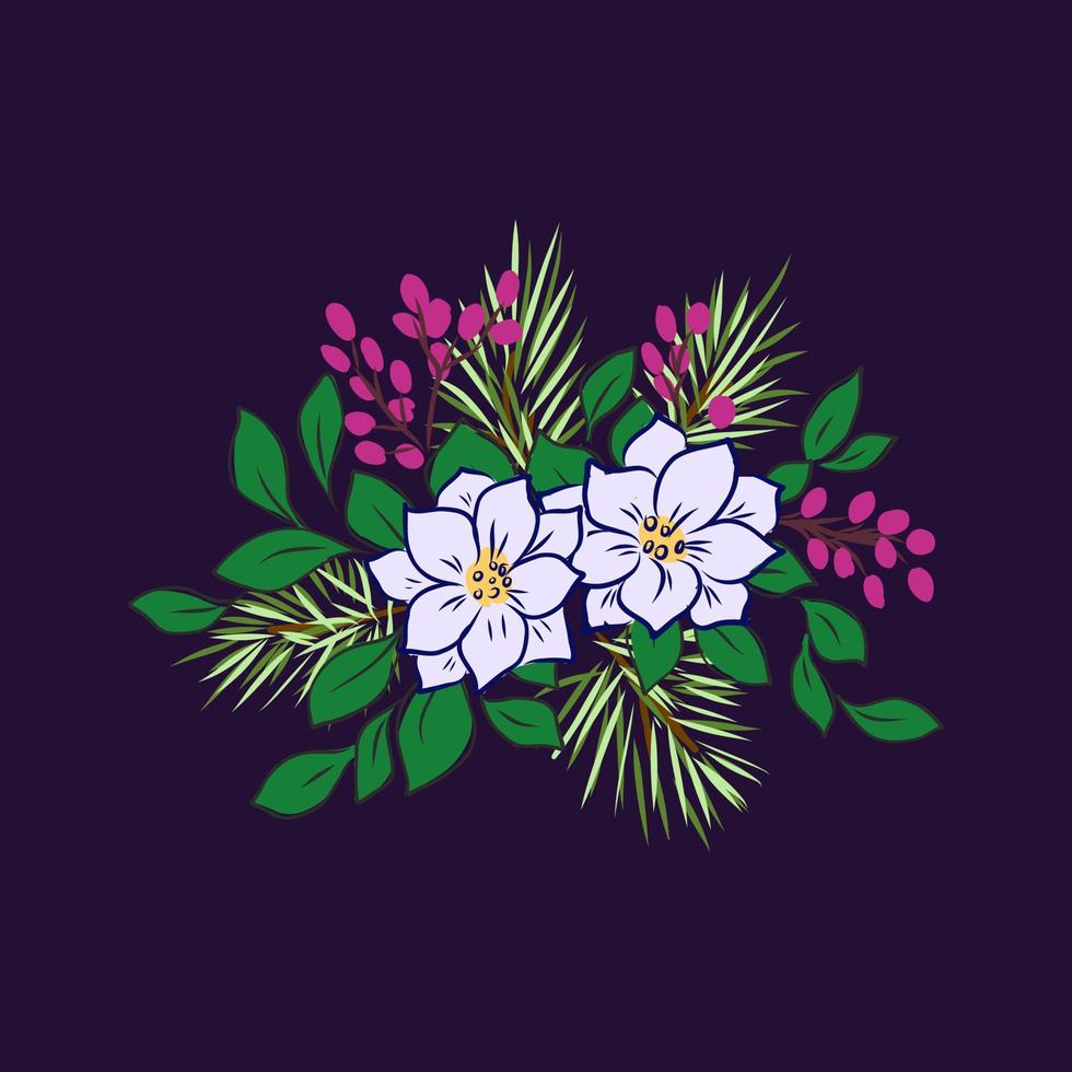 christmas flowers vector sketch