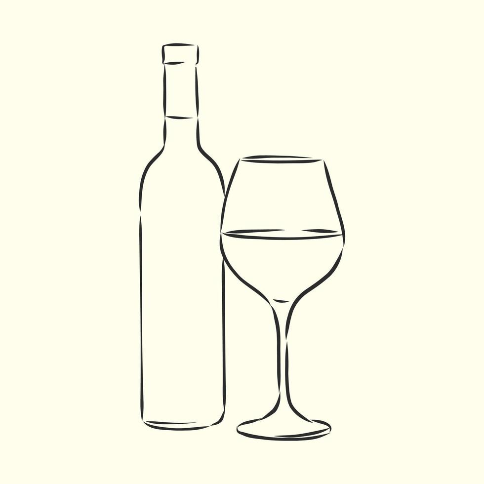 una copa de dibujo vectorial de vino vector