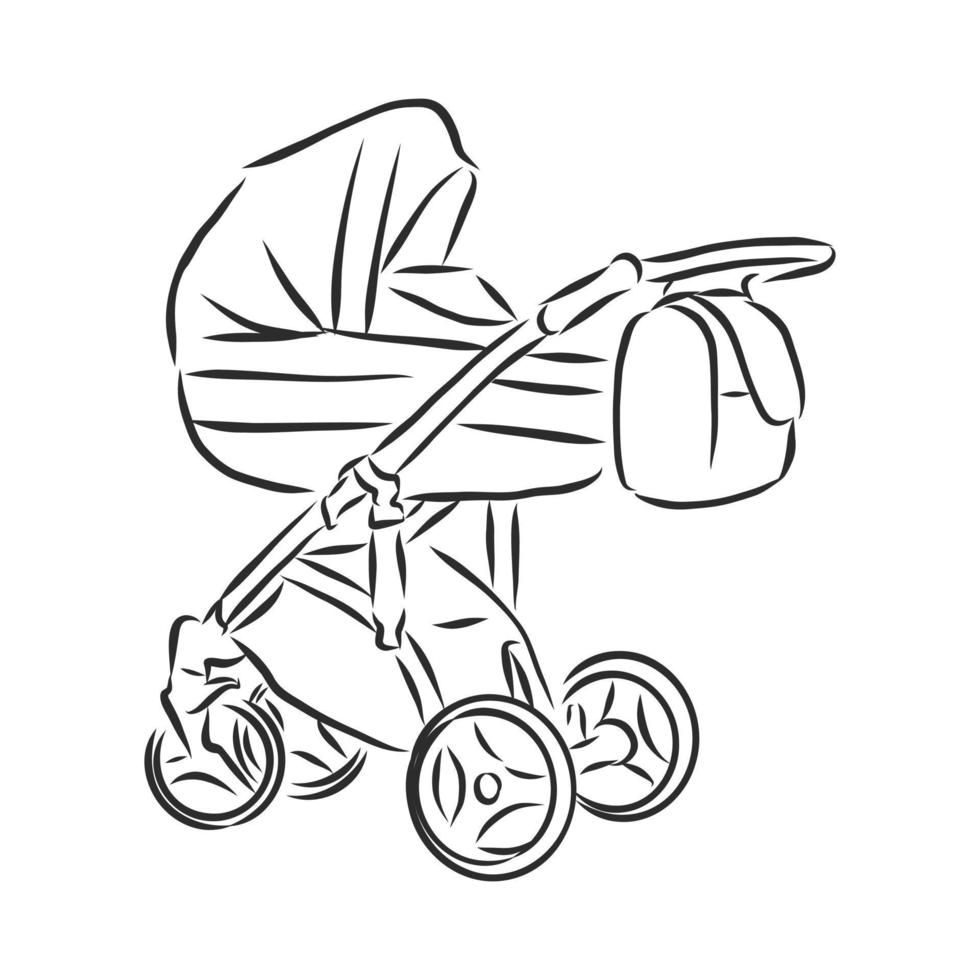 bosquejo del vector del cochecito de bebé