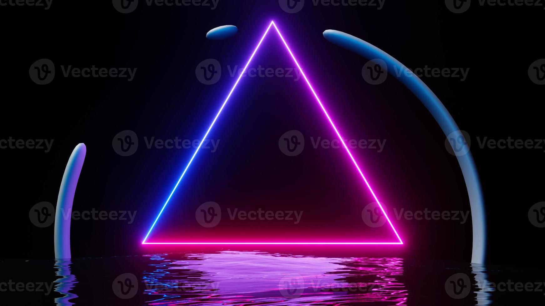 3d render of flash neon and light glowing on dark scene. Speed light moving lines. photo