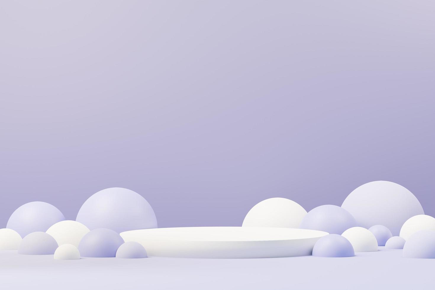 3d render of Beauty podium with Very Peri color of the year 2022 design for product presentation and advertising. Minimal pastel sky and Dreamy land scene. Romance concept. photo