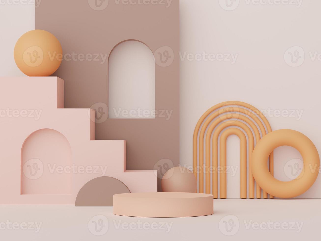 Podio de presentación 3d para presentación de productos y cosméticos. escena mínima para publicidad. fondo limpio abstracto para banner web y maqueta. formas geométricas simples. foto