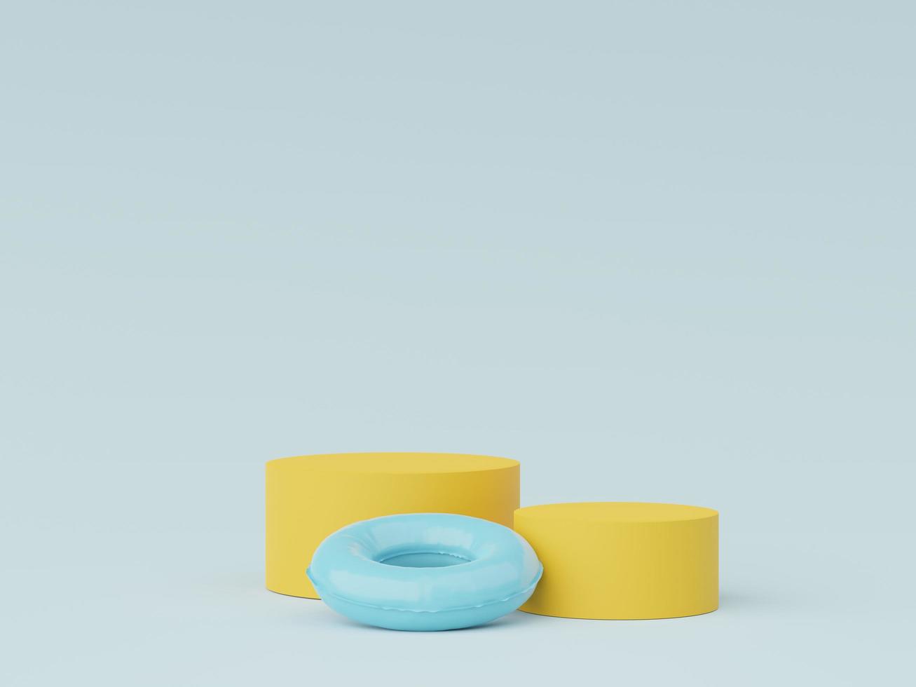 3d render of minimal display podium with summer season background concept. Minimalist pedestal for web banner and mock up. photo