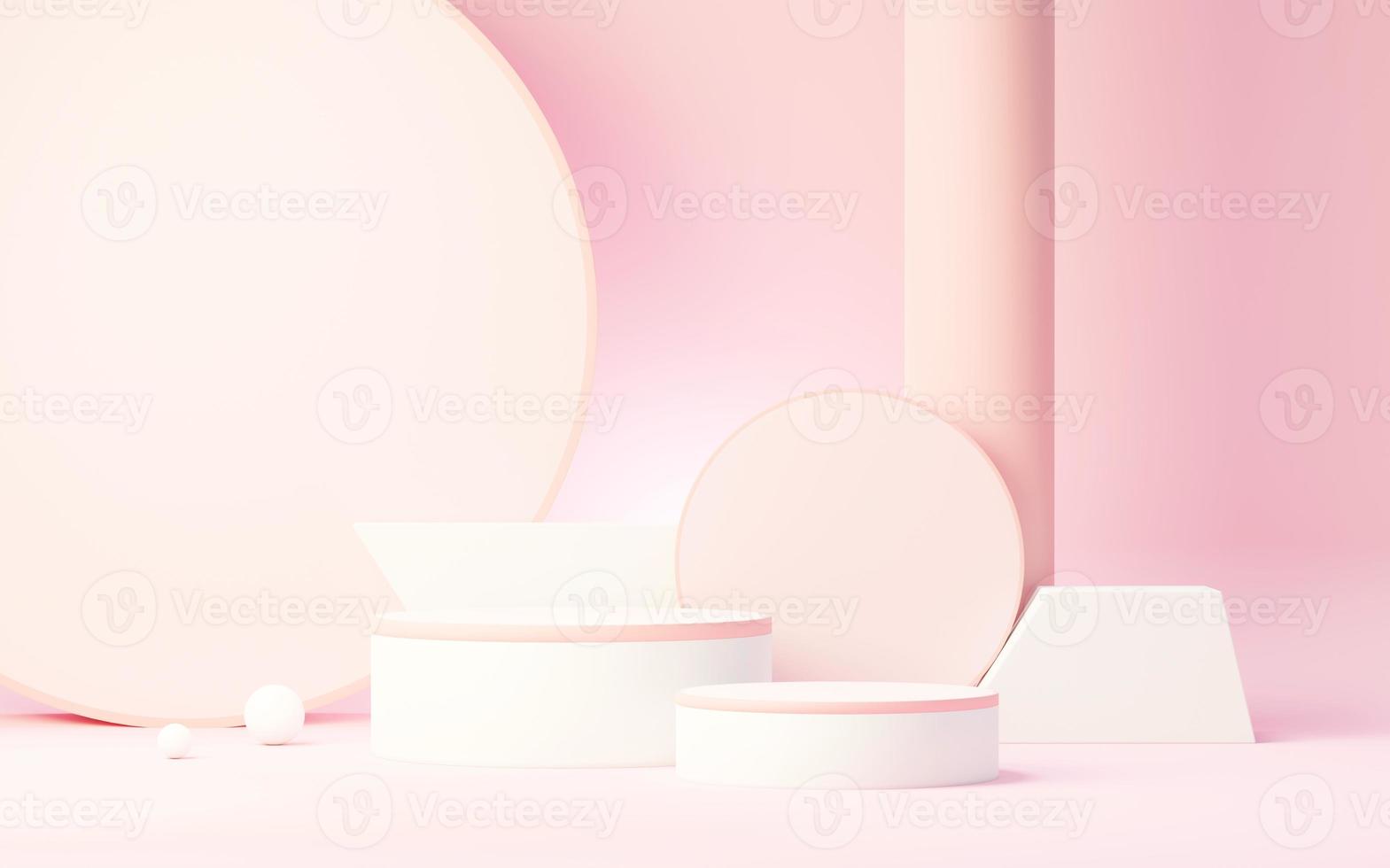 3d render abstract display podium platform for  product presentation and advertising. Minimal scene backdrop with clean design. Vacant pedestal for mock up. Empty stage with pastel color for cosmetic. photo