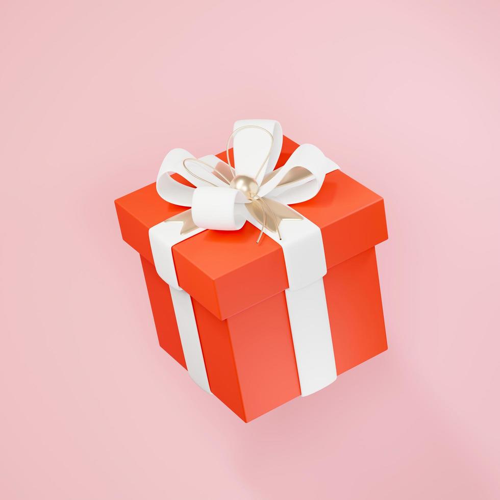 3d rendering of gift box icon on clean background for mock up and web banner. Cartoon interface design. minimal metaverse concept. photo