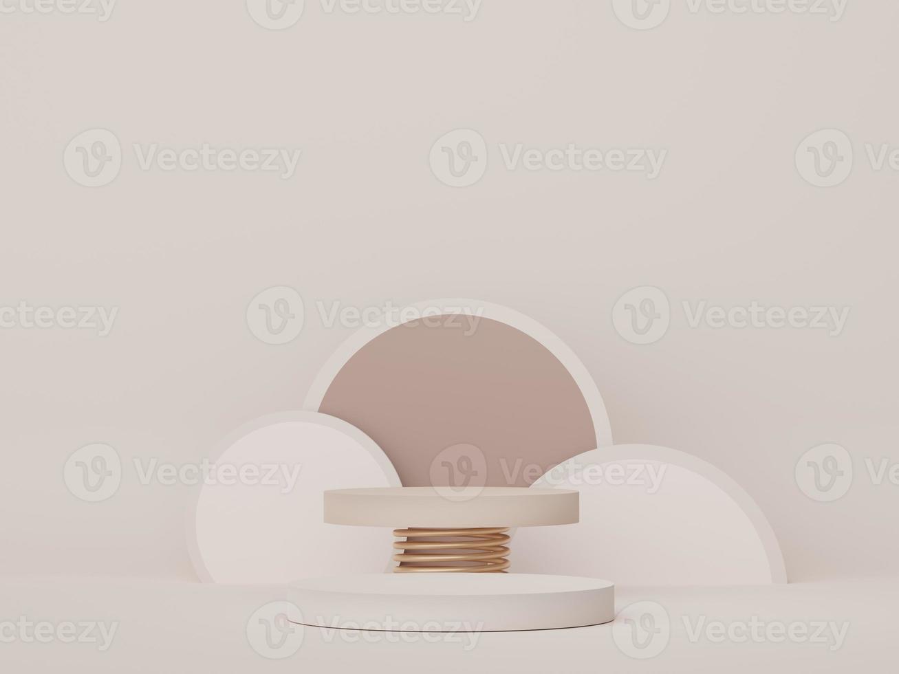 Abstract display podium with minimal geometric shapes design. 3d  rendering scene for mock up and product presentation. Pedestal platform for cosmetic advertise. photo