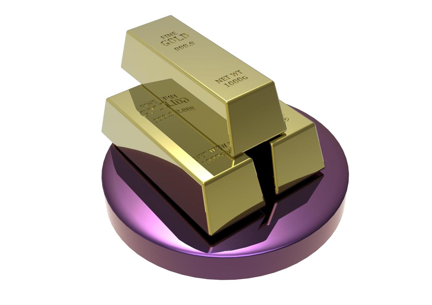 3d rendering Gold Bars with podium photo
