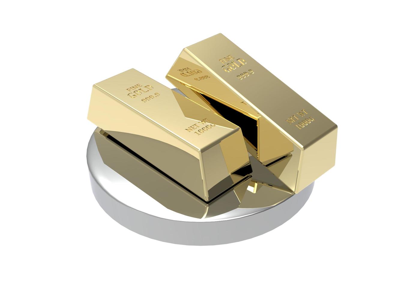 3d rendering Gold Bars with podium photo