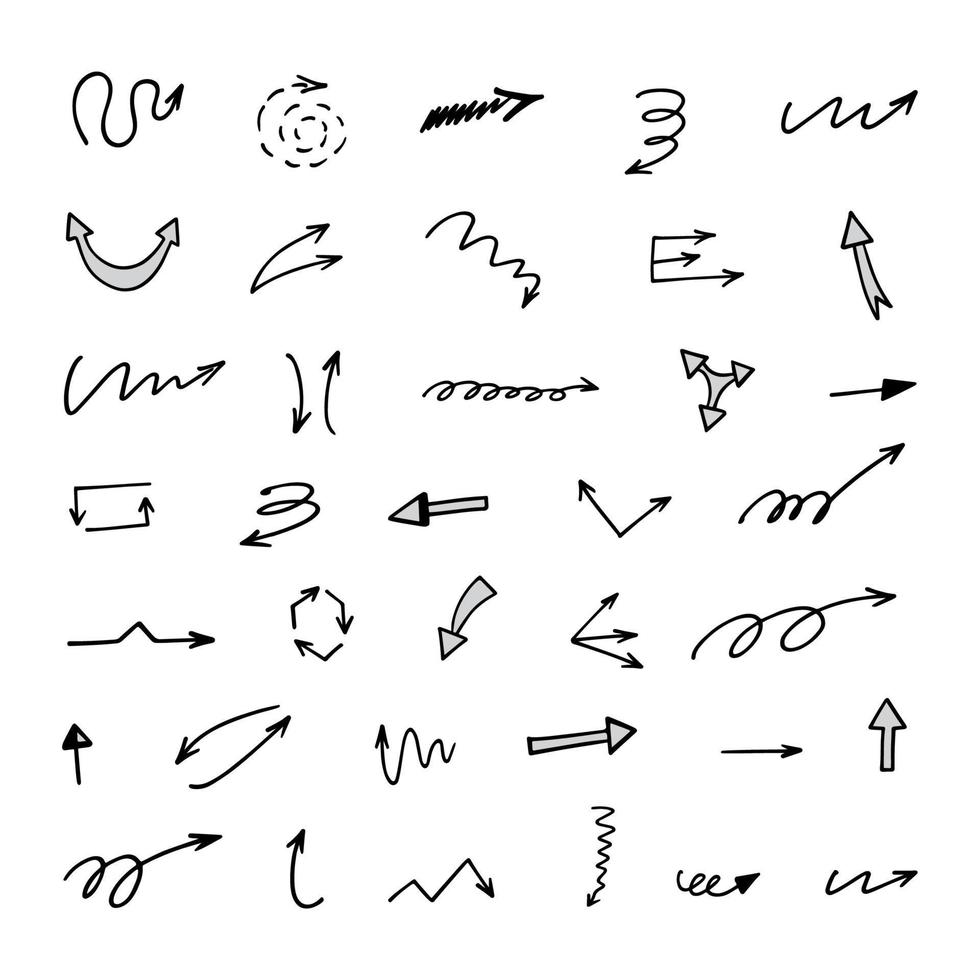 Vector set of hand drawn arrows, elements for presentation
