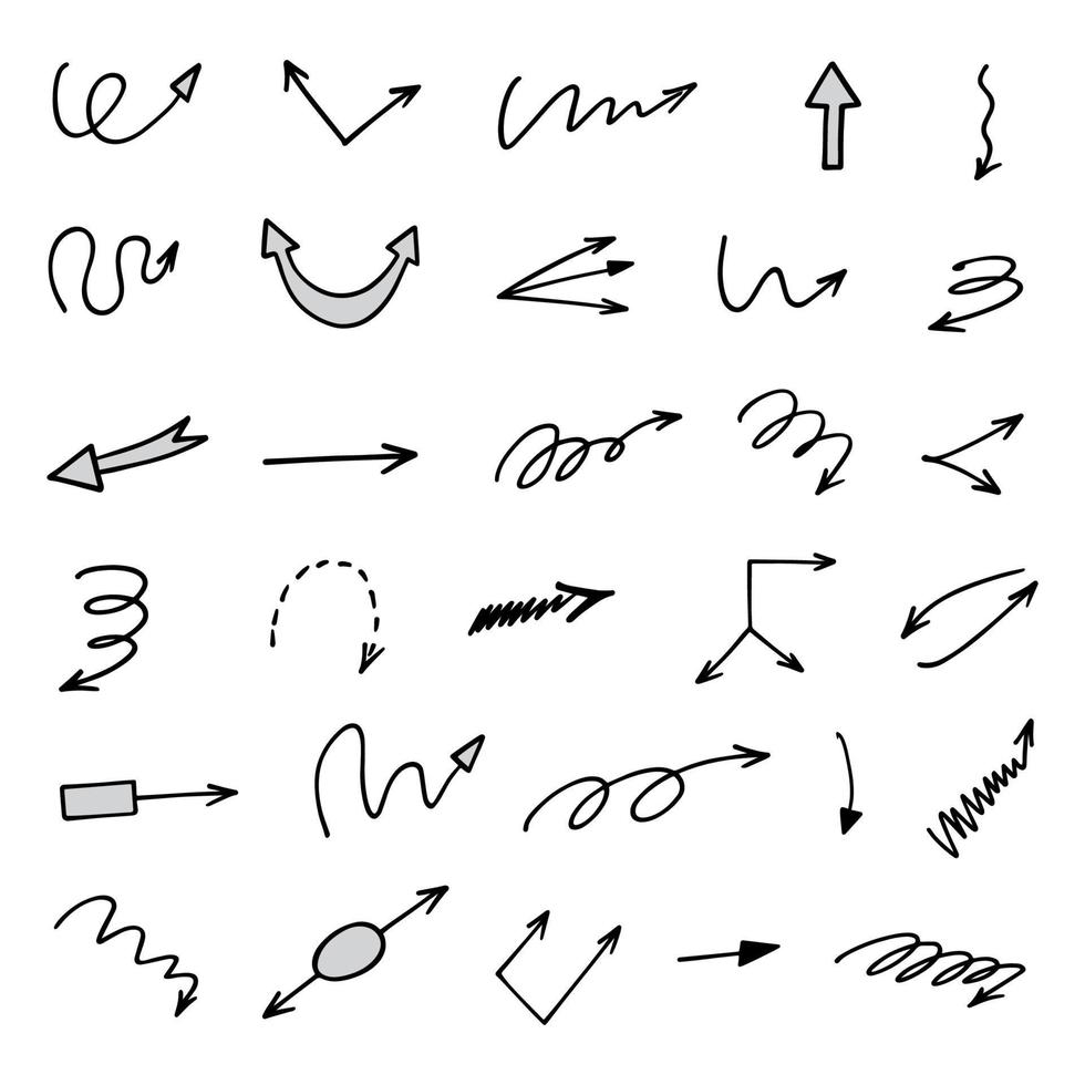 Vector set of hand drawn arrows, elements for presentation