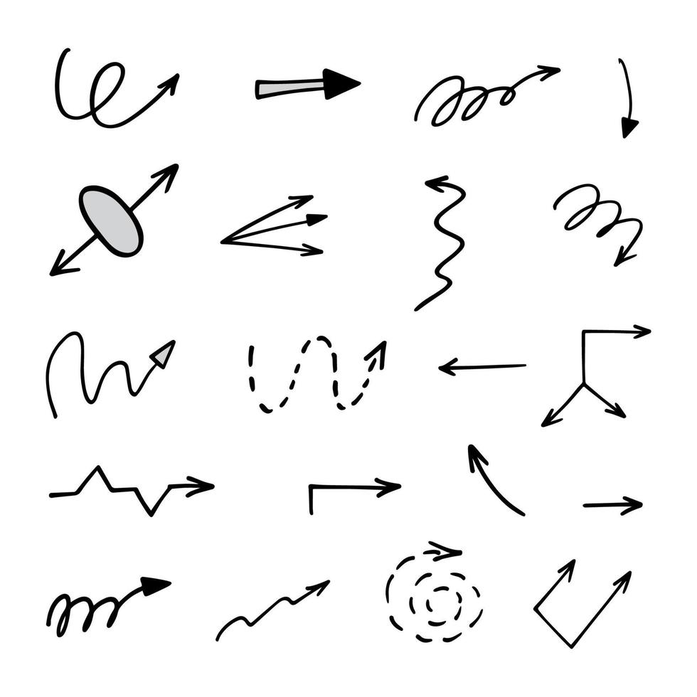 Vector set of hand drawn arrows, elements for presentation