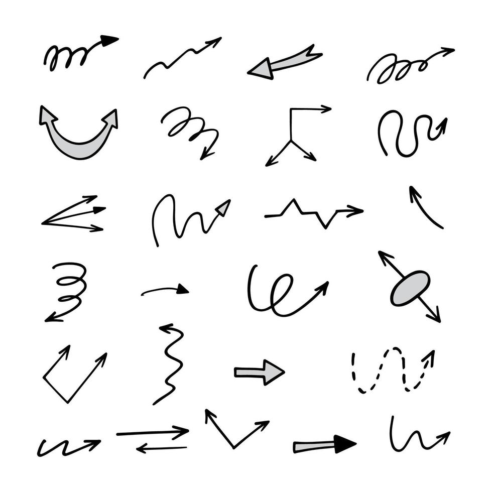 Vector set of hand drawn arrows, elements for presentation