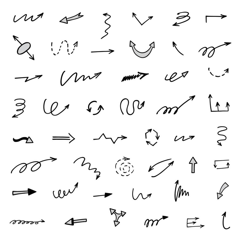 Vector set of hand drawn arrows, elements for presentation