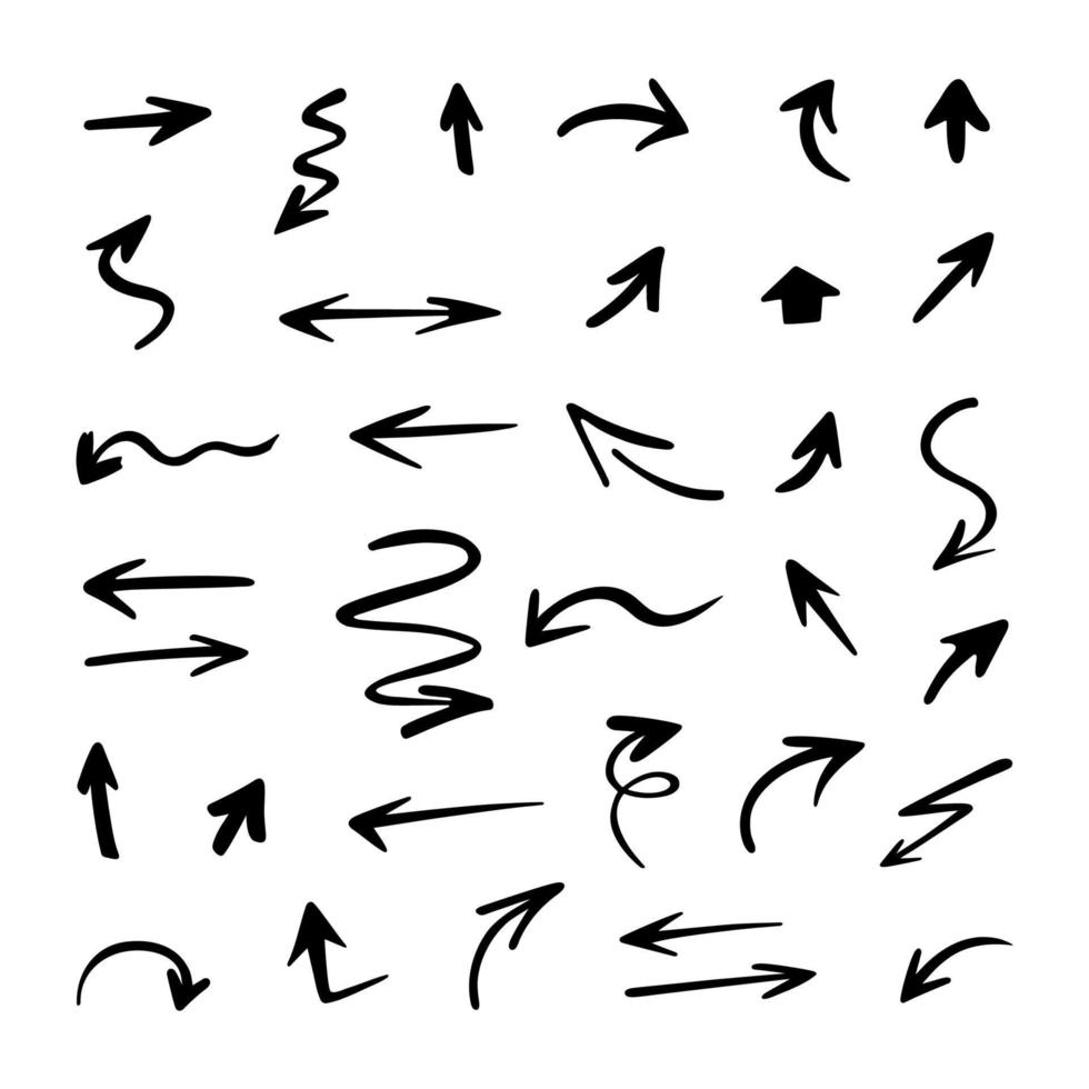 Vector set of hand drawn arrows, elements for presentation