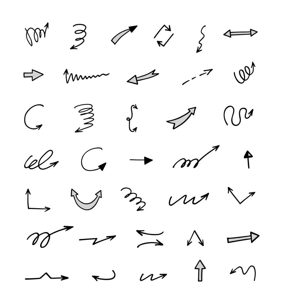 Vector set of hand drawn arrows, elements for presentation
