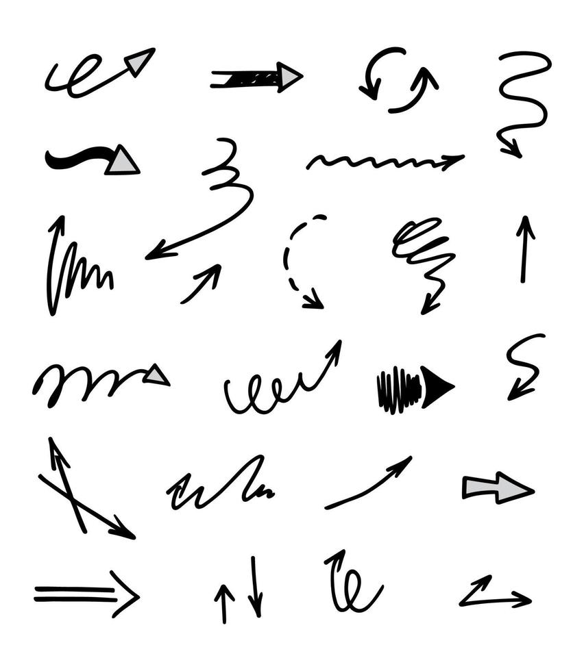 Vector set of hand drawn arrows, elements for presentation