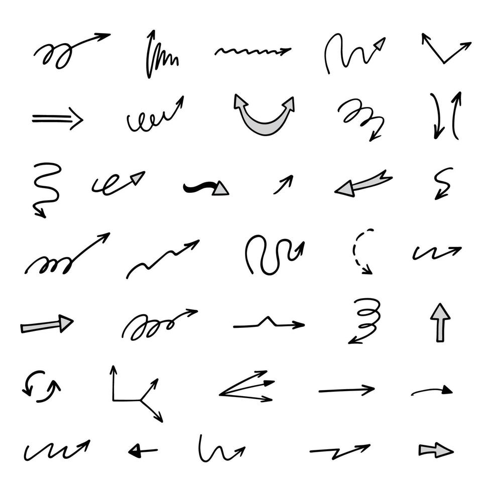 Vector set of hand drawn arrows, elements for presentation