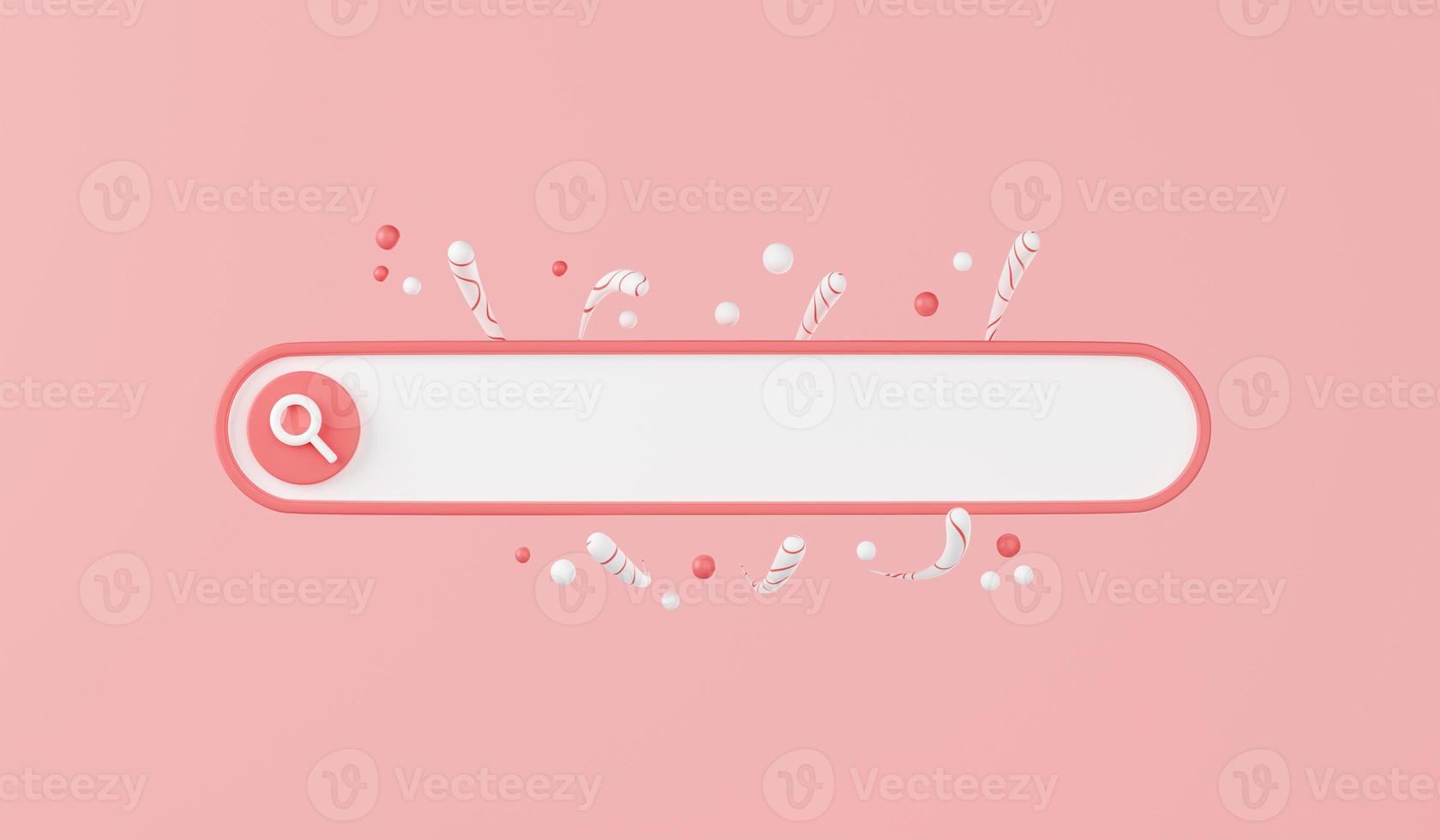 Web search bar 3d render - illustration of white website form for research of information on pink background. photo