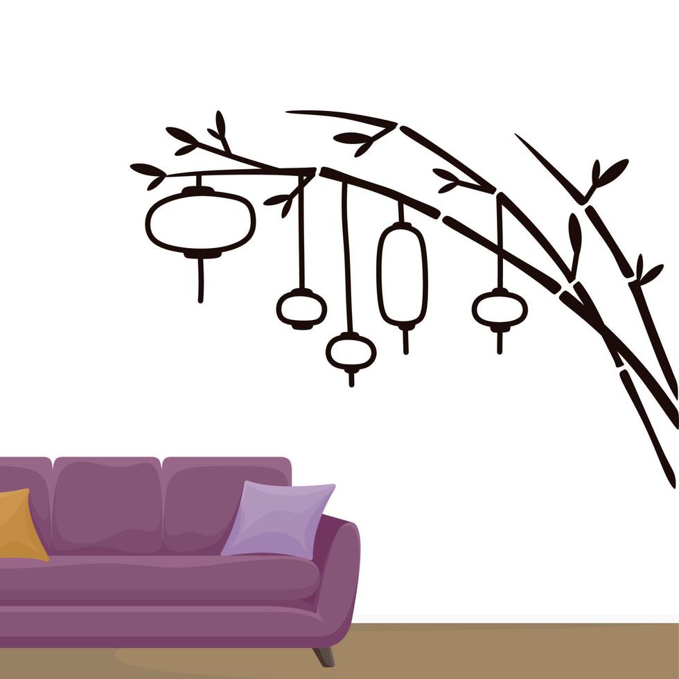 bamboo lamp wall decoration sticker design vector