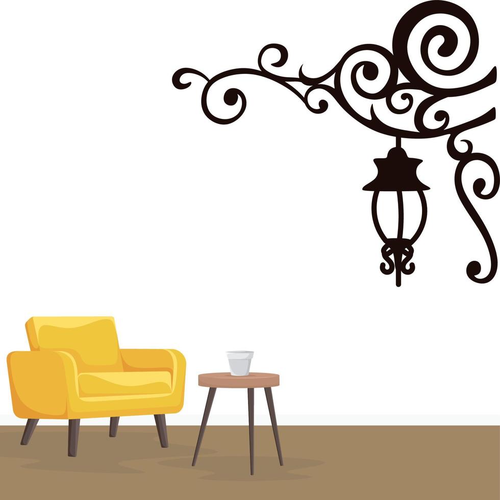 vector de diseño de etiqueta de decoración de pared de lámpara