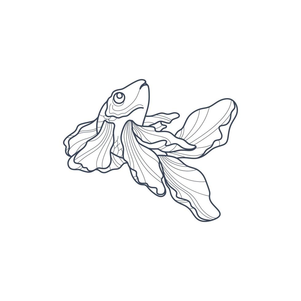 Betta fish line art vector. Betta fish line art Graphic design for the wall decoration vector