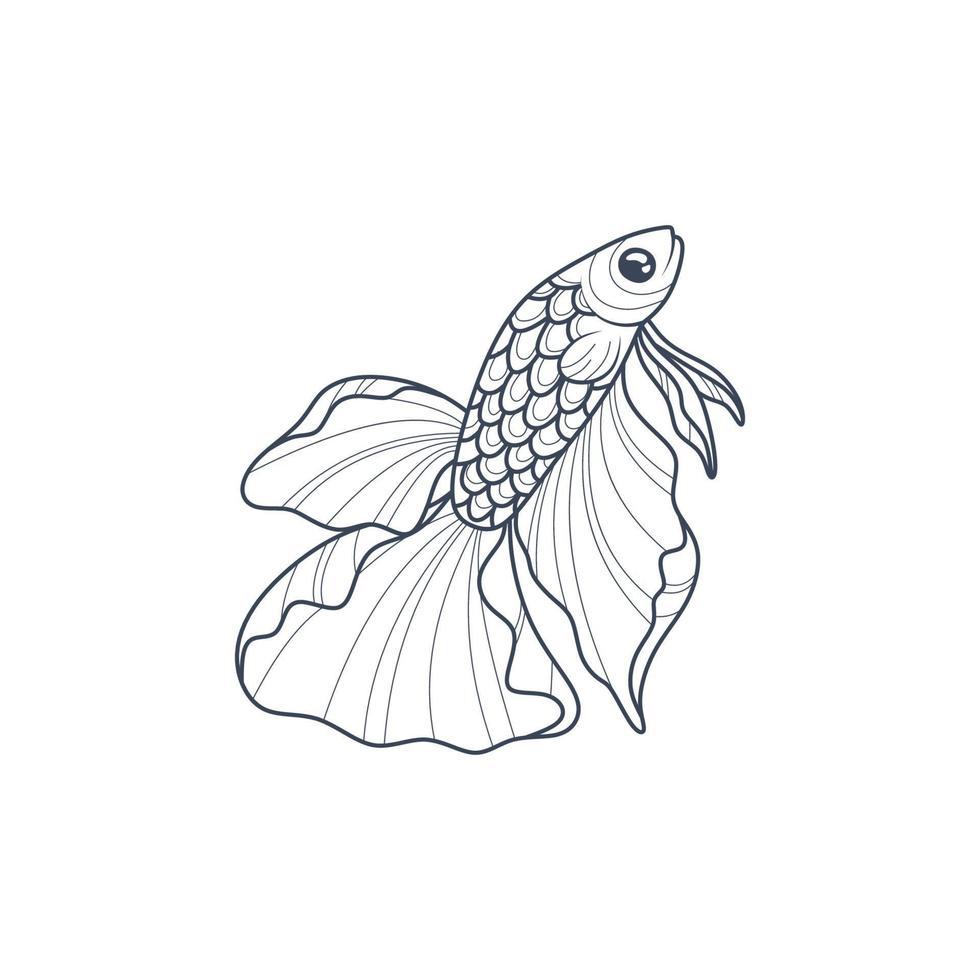 Betta fish line art vector. Betta fish line art Graphic design for the wall decoration vector