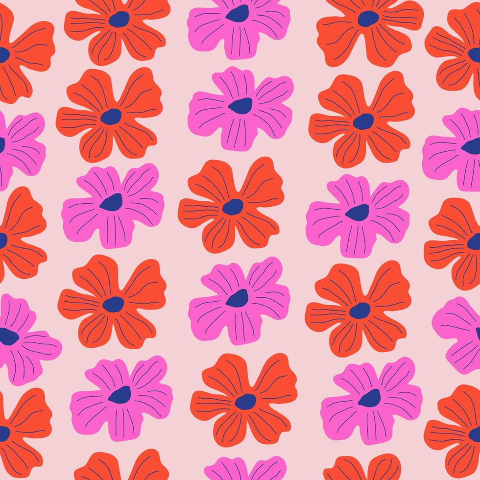 Simple Botanical flowers pattern seamless vector