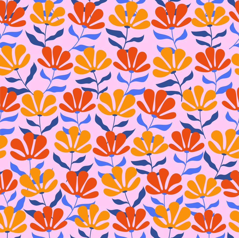 Minimalist flowers pattern vector seamless