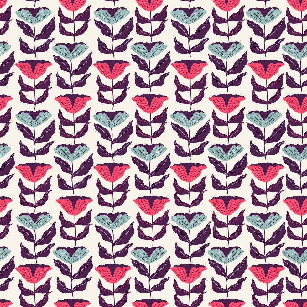 Hand drawn botanical flowers pattern seamless vector
