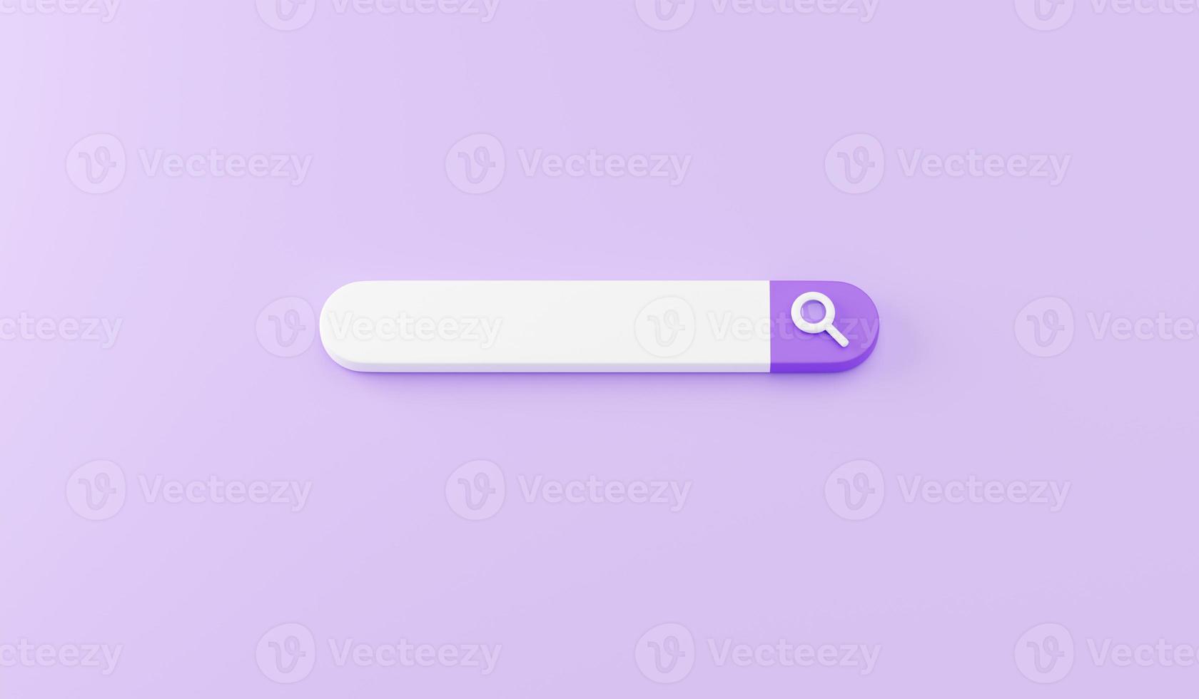 Web search bar 3d render - illustration of white website form for research of information on purple background. photo