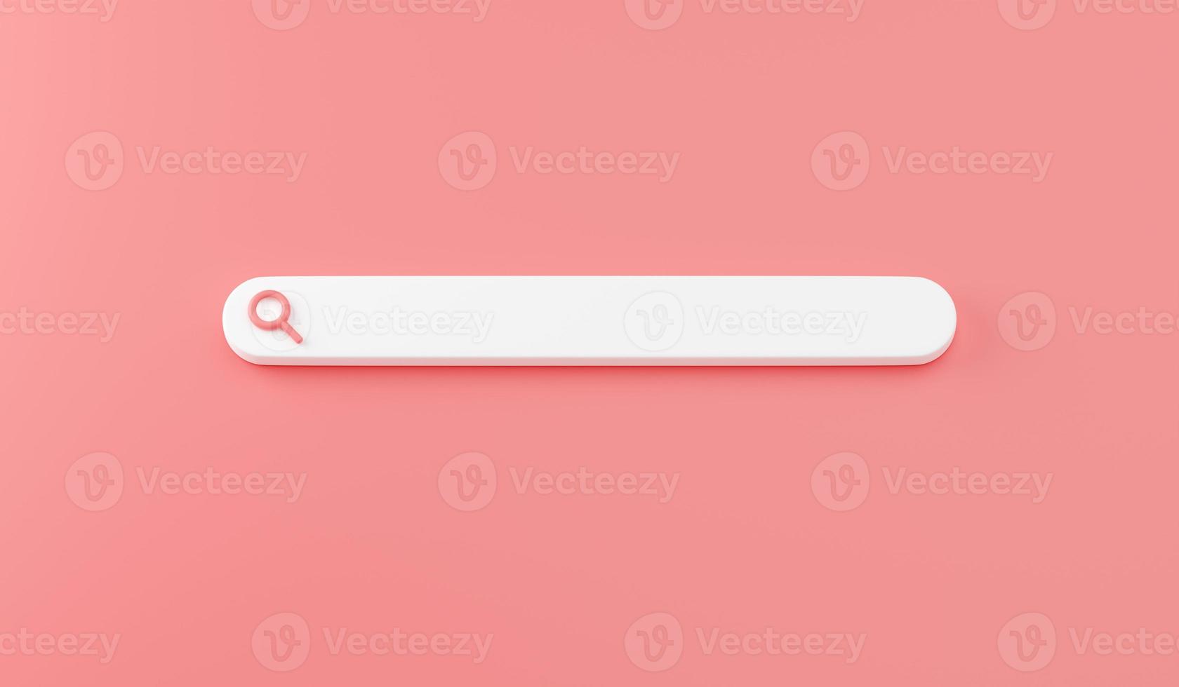 Web search bar 3d render - illustration of white website form for research of information on pink background. photo