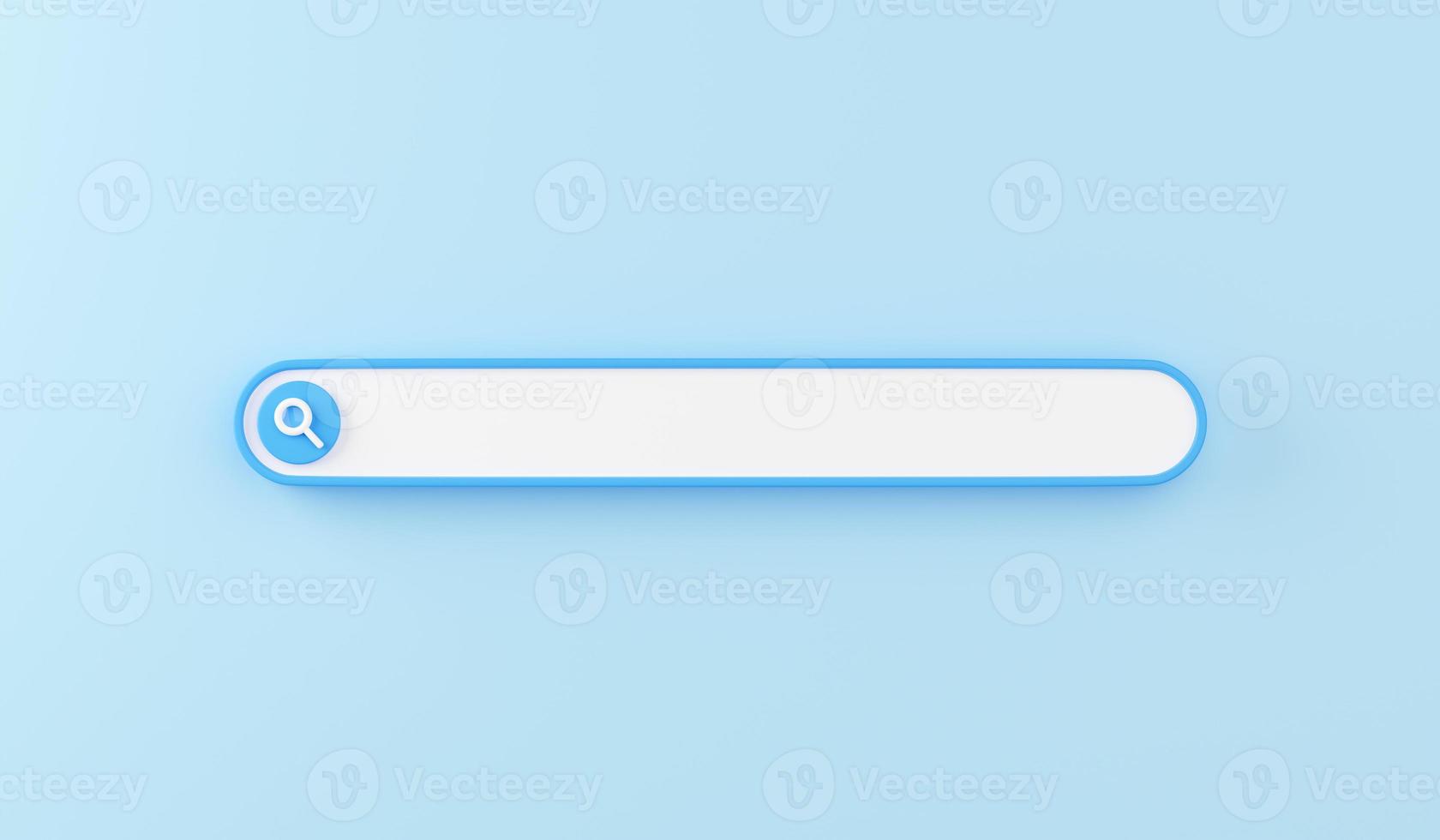 Web search bar 3d render - illustration of white website form for research of information on blue background. photo