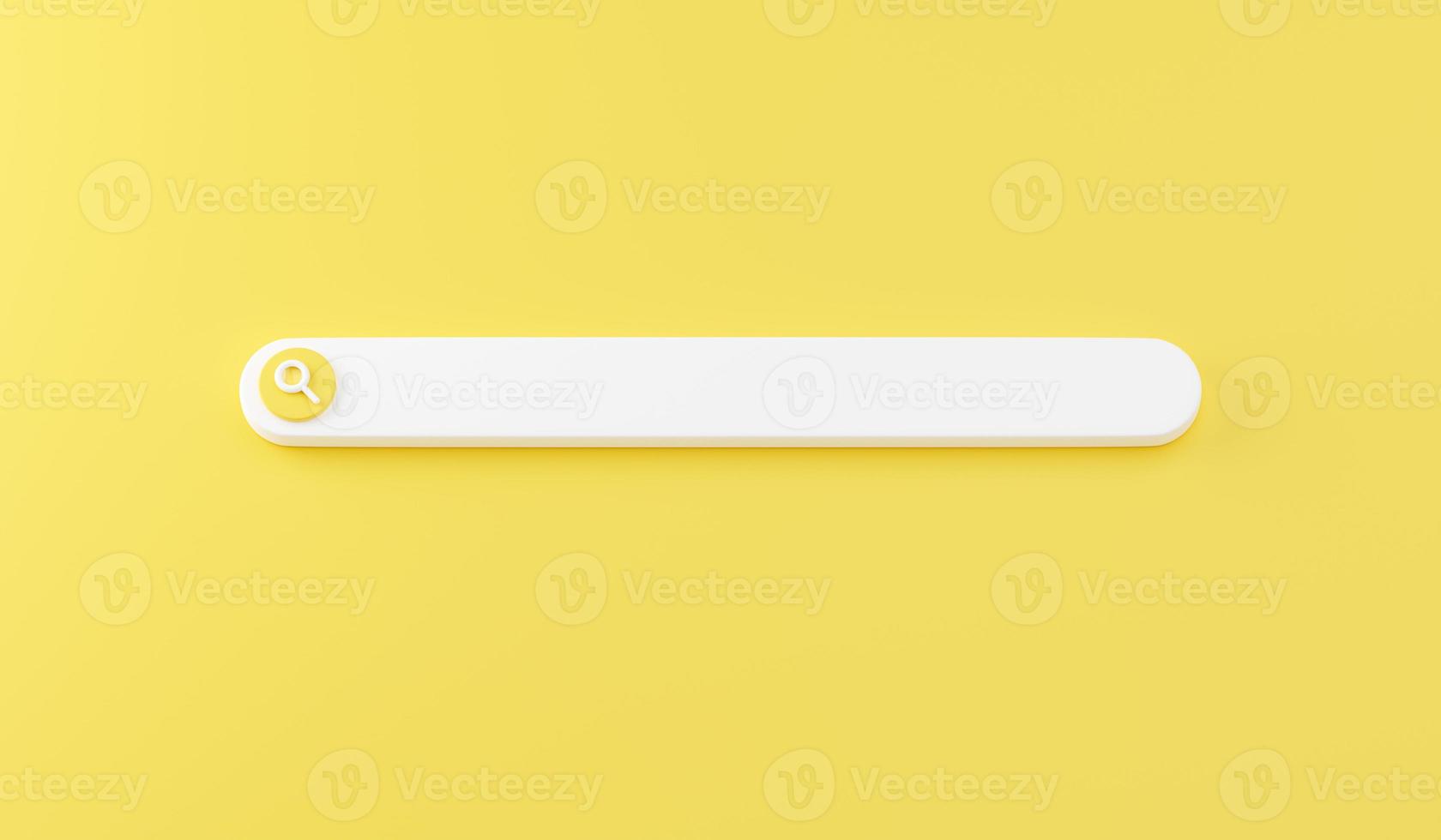 Web search bar 3d render - illustration of white website form for research of information on yellow background. photo