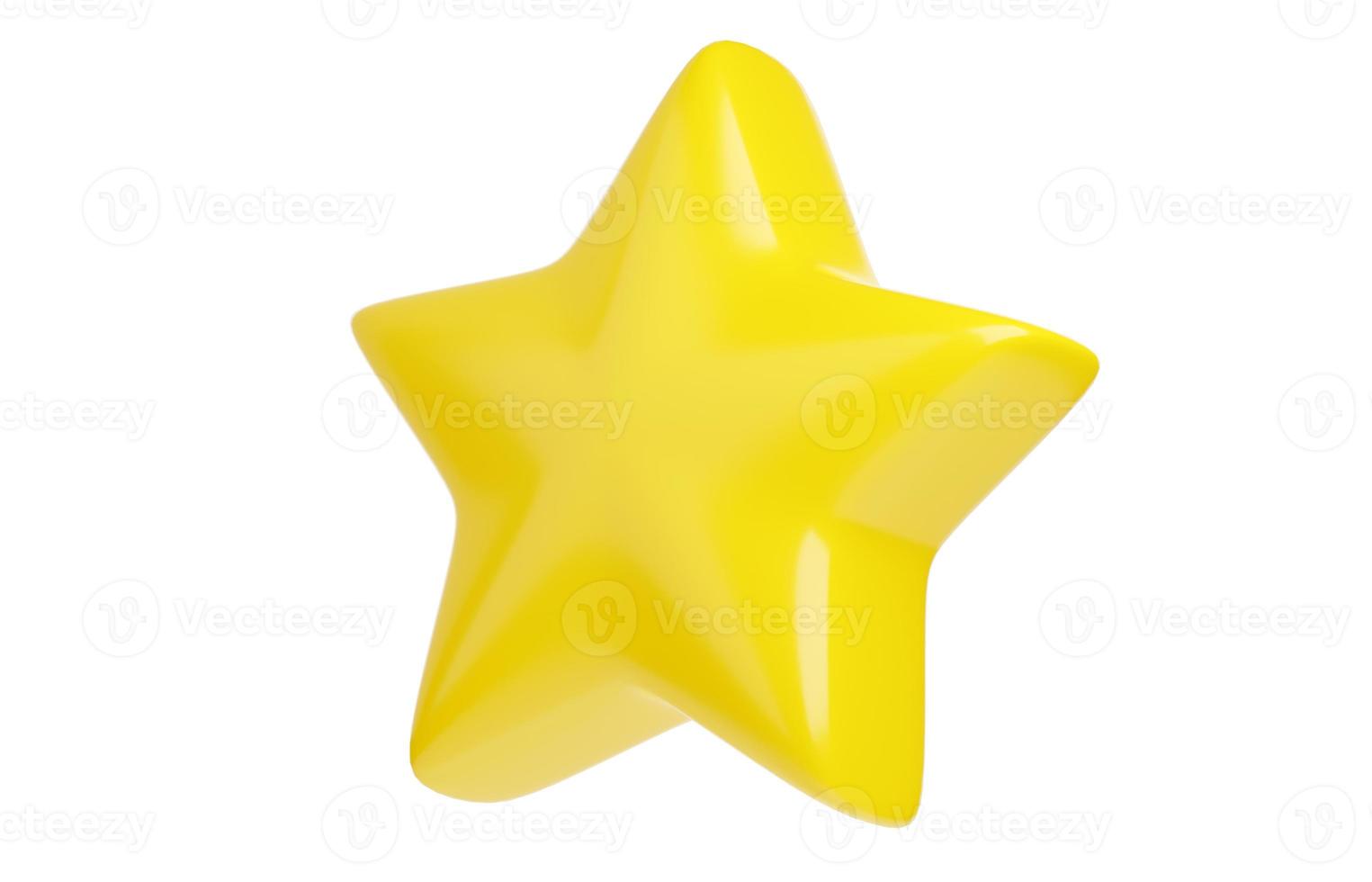 Yellow star for customer review concept - 3d render illustration of best product or service. photo