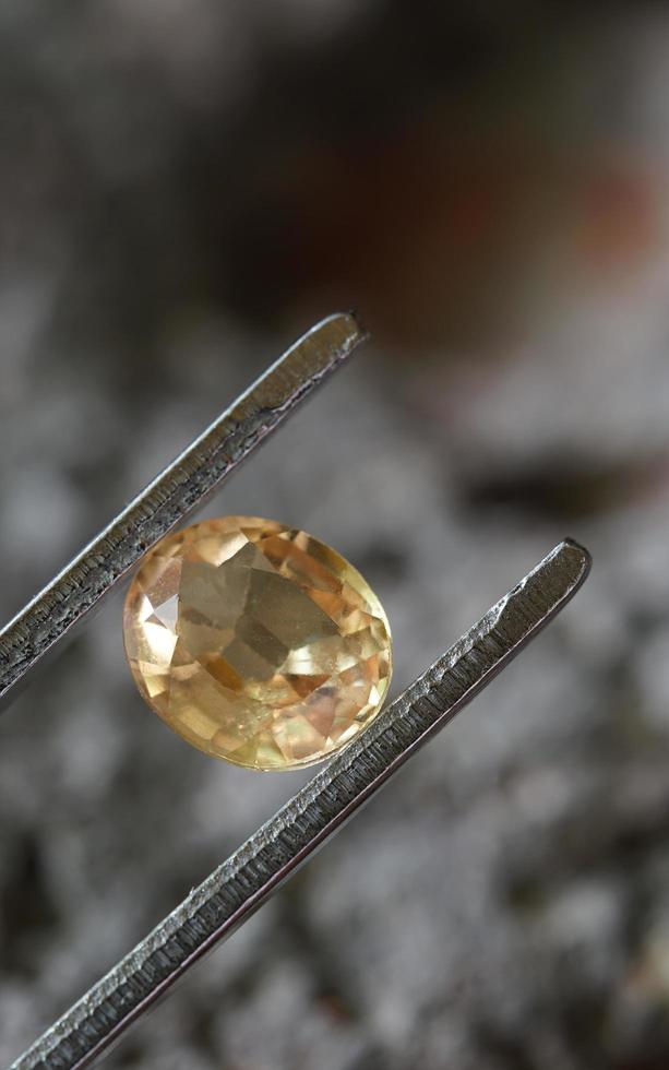 Natural Sapphire gemstone, Jewel or gems on black shine color, Collection of many natural gemstones on stone photo