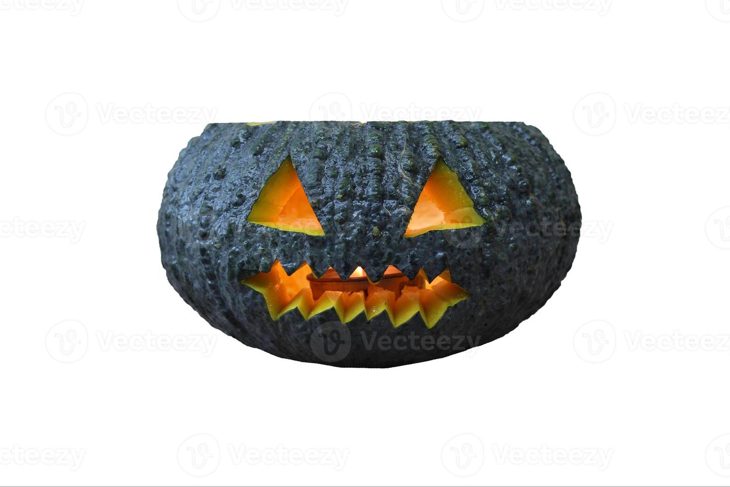 scary halloween pumpkin isolated on white background photo