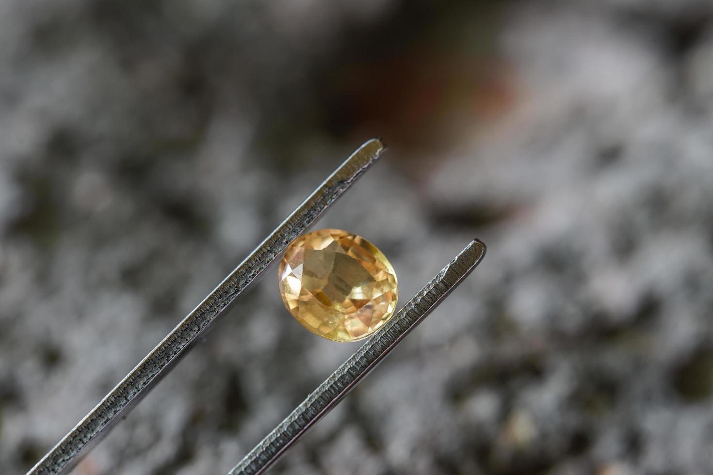 Natural Sapphire gemstone, Jewel or gems on black shine color, Collection of many natural gemstones on stone photo