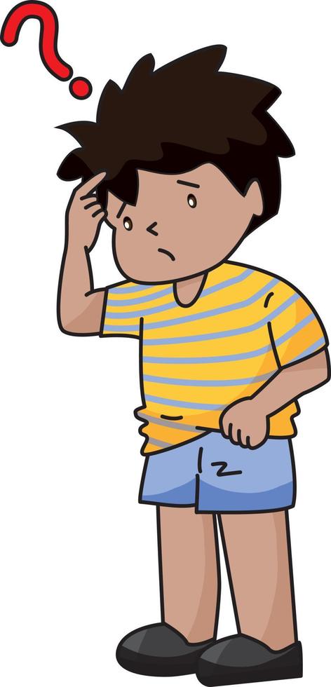 Confused Boy In Yellow Striped Shirt vector